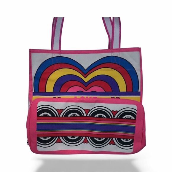 NWT Brighton Rainbow Bright Canvas Tote Bag Love To Be Bold Beach Summer - Picture 8 of 12